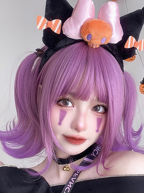 Gradient Purple Eversion Qi Bangs Cute Short Hair Sweet Lolita Wig