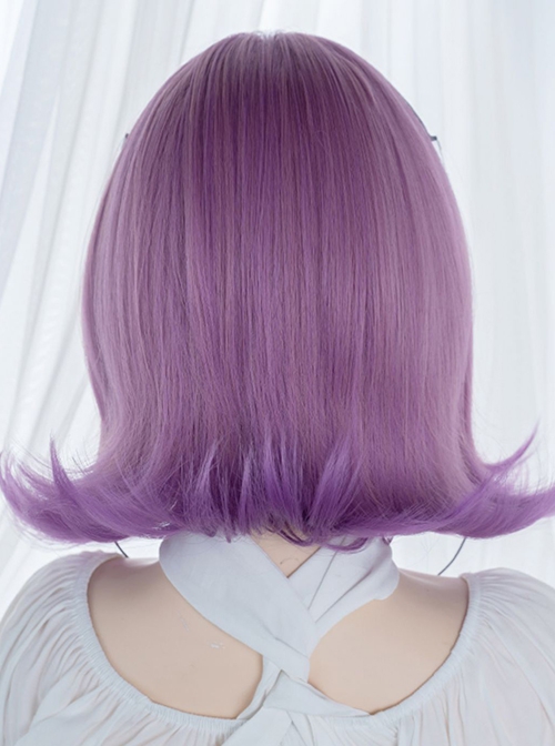 Gradient Purple Eversion Qi Bangs Cute Short Hair Sweet Lolita Wig