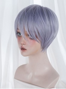 Purple Gradient Blue Fantasy Unisex COS Handsome Broken Short Hair Classic Lolita Wig
