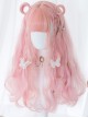 Pink Japanese Soft Girl Cute Gradient Air Bangs Wool Curly Long Curly Hair Sweet Lolita Wig