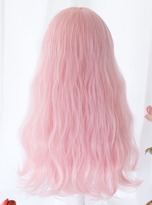 Pink Japanese Soft Girl Cute Gradient Air Bangs Wool Curly Long Curly Hair Sweet Lolita Wig