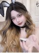 Black Brown Gradient Milk Tea Gold Fashion Middle Part Cute Gradient Long Curly Hair Classic Lolita Wig