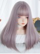 Pink-Purple Mixed Color Cute Japanese Air Bangs Long Straight Hair Classic Lolita Wig