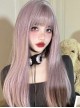 Pink-Purple Mixed Color Cute Japanese Air Bangs Long Straight Hair Classic Lolita Wig