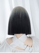 Gray-White Gradient Black Natural Sweet Cool Girl Fashion Short Straight Hair Classic Lolita Wig