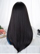 Blue Gradient Mixed Color Daily Natural Broken Bangs Long Straight Hair Punk Lolita Wig