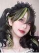 Natural Black Mixed Color Green Gradient Japanese Fashion Long Curly Hair Gothic Lolita Wig