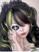 Natural Black Mixed Color Green Gradient Japanese Fashion Long Curly Hair Gothic Lolita Wig