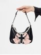 Sweet Cool Pink Bow-Knot Bead Chain Cross Decoration Gothic Lolita Portable Messenger Shoulder Bag