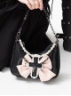 Sweet Cool Pink Bow-Knot Bead Chain Cross Decoration Gothic Lolita Portable Messenger Shoulder Bag