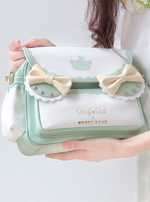 Yellow Bow-Knot Decoration Fresh Daily Print Classic Lolita Crossbody Shoulder Bag