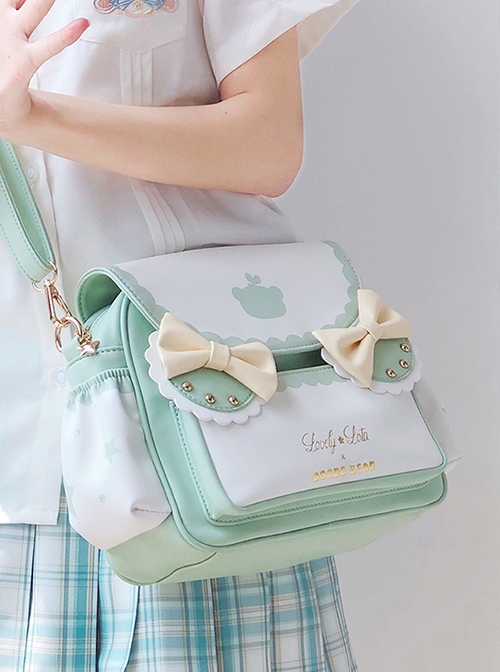 Yellow Bow-Knot Decoration Fresh Daily Print Classic Lolita Crossbody Shoulder Bag