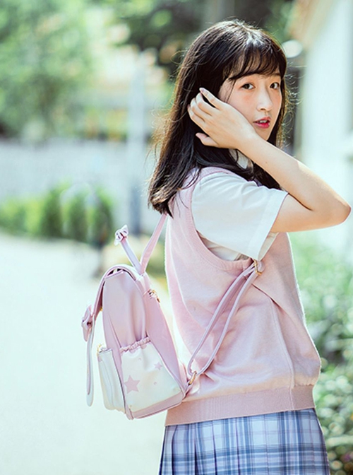 Xingyue Rabbit Series Japanese Style Cute Star Print Rabbit Ears Sweet Lolita Portable Backpack