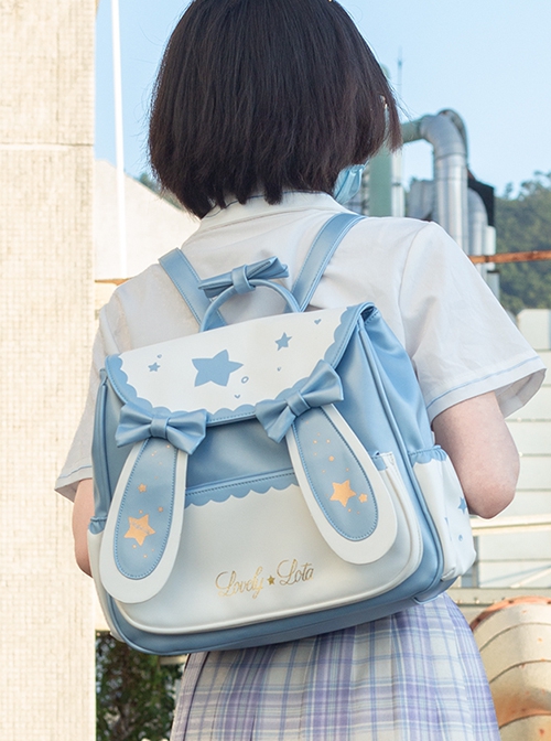 Xingyue Rabbit Series Japanese Style Cute Star Print Rabbit Ears Sweet Lolita Portable Backpack