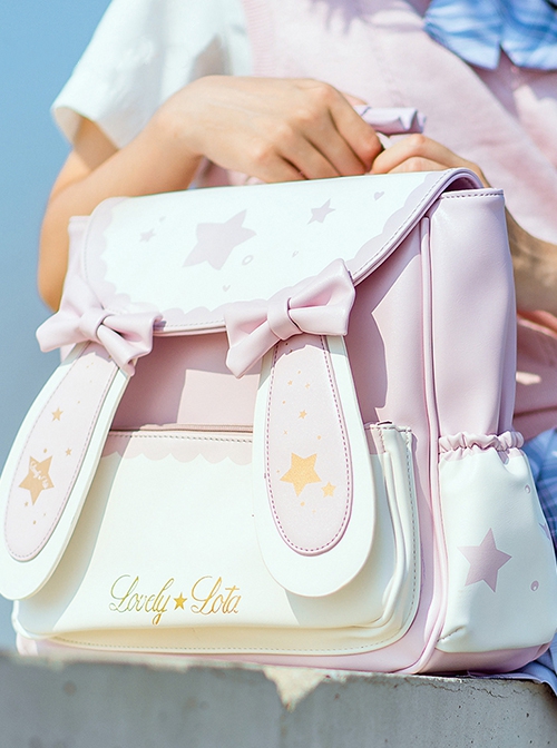 Xingyue Rabbit Series Japanese Style Cute Star Print Rabbit Ears Sweet Lolita Portable Backpack