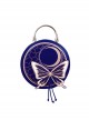 Butterfly Moon Series Vintage Moon Print Butterfly Tassel Decorated Round Bag Classic Lolita Handheld Messenger Bag