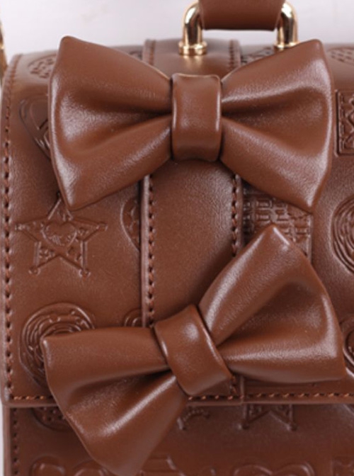 Solid Color Dessert Embossed Bow-Knot Decorated Portable Messenger Bag Classic Lolita Bag