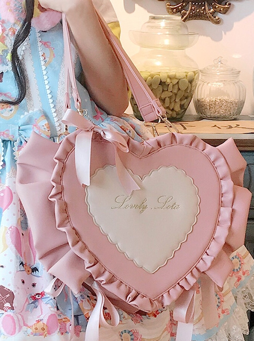 Sweetheart Candy Series Love Japanese Embroidery Soft Girl Bowknot Decoration Classic Lolita Shoulder Messenger Bag