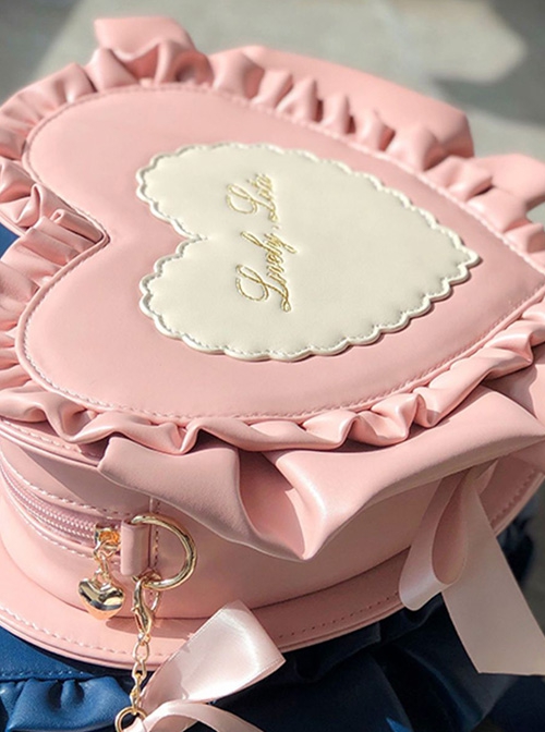 Sweetheart Candy Series Solid Color Bowknot Decorated Heart Embroidery Bag Classic Lolita Bag