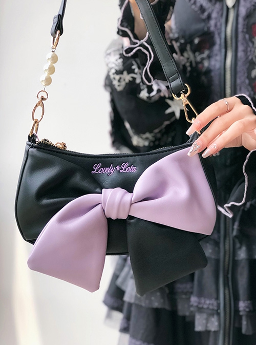 Simple Versatile Daily Two-Color Bow-Knot Design Shoulder Bag Classic Lolita Bag