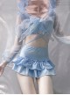 Ariel Series Strappy Hollow Sexy Pearl Decoration Light Blue Classic Lolita Sleeveless Swimsuit Set