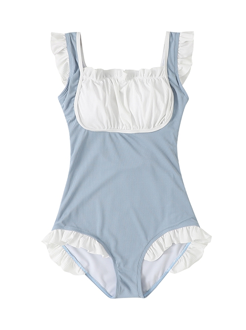 Cute Japanese Two-Dimensional Maid Style Simple Color Matching Sweet Lolita Sleeveless One-Piece Swimsuit