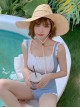 Cute Japanese Two-Dimensional Maid Style Simple Color Matching Sweet Lolita Sleeveless One-Piece Swimsuit