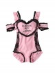 Retro Black Lace Decorative Steel Holder Gather Girls Backless Lace-Up Bowknot Sexy Sweet Lolita One-Piece Swimsuit
