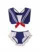 Navy Style Two-Dimensional Beauty Girl Sailor Suit Sexy Classic Lolita Sleeveless Top Skirt Pants Split Swimsuit