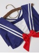 Navy Style Two-Dimensional Beauty Girl Sailor Suit Sexy Classic Lolita Sleeveless Top Skirt Pants Split Swimsuit