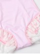 Dreamy Pink Blue Sweet Cute Energetic Girl Gathered White Lace Sweet Lolita Sleeveless One-Piece Swimsuit