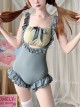 Maid Style Cute Japanese Soft Girl Summer Hollow Sexy Cute Sweet Lolita Sleeveless One-Piece Swimsuit