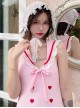 Cute Japanese Soft Girl Embroidered Love Ruffles Sweet Lolita Sleeveless One-Piece Swimsuit