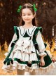 Autumn Winter Velvet Bowknot Lace Decoration Princess Dress Classic Lolita Kids Long-Sleeved Dress