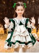 Autumn Winter Velvet Bowknot Lace Decoration Princess Dress Classic Lolita Kids Long-Sleeved Dress