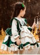 Autumn Winter Velvet Bowknot Lace Decoration Princess Dress Classic Lolita Kids Long-Sleeved Dress