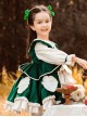 Autumn Winter Velvet Bowknot Lace Decoration Princess Dress Classic Lolita Kids Long-Sleeved Dress