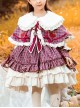 Purple Plaid Bear Embroidery Ruffle Irregular Hem Plush Large Collar Cloak Classic Lolita Kids Long Sleeve Dress Set