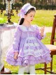 Purple Bow Knot Round Neck Stitching Lantern Sleeve Ruffle Hem Sweet Lolita Kids Long Sleeve Dress