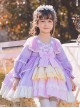 Colorful Multi-Layer Hem Design Lace Decoration Stitching Lantern Sleeves Sweet Lolita Kids Long-Sleeved Dress