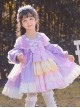 Colorful Multi-Layer Hem Design Lace Decoration Stitching Lantern Sleeves Sweet Lolita Kids Long-Sleeved Dress