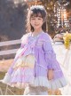 Colorful Multi-Layer Hem Design Lace Decoration Stitching Lantern Sleeves Sweet Lolita Kids Long-Sleeved Dress