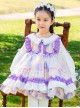 White Lace Lapel Floral Print Puff Sleeve Spring Classic Lolita Kids Long-Sleeved Dress