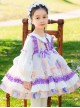 White Lace Lapel Floral Print Puff Sleeve Spring Classic Lolita Kids Long-Sleeved Dress