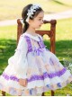 White Lace Lapel Floral Print Puff Sleeve Spring Classic Lolita Kids Long-Sleeved Dress