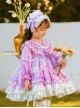 Cute Lapel Lace Stitching Lantern Sleeve Lace Ruffle Hem Spring Autumn Classic Lolita Kids Long-Sleeved Dress