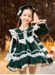 Cute Round Lapel Multi-Layered Lace Ruffle Hem Design Green Autumn Winter Classic Lolita Kids Long-Sleeved Dress