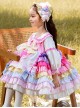 Candy Colorful Lapel Bow-Knot Decoration Cute Spring Autumn Sweet Lolita Kids Long-Sleeved Dress