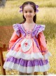 Spring Autumn Sweet Purple Pink Stitching Lace Love Embroidery Classic Lolita Kids Long-Sleeved Dress