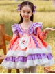 Spring Autumn Sweet Purple Pink Stitching Lace Love Embroidery Classic Lolita Kids Long-Sleeved Dress